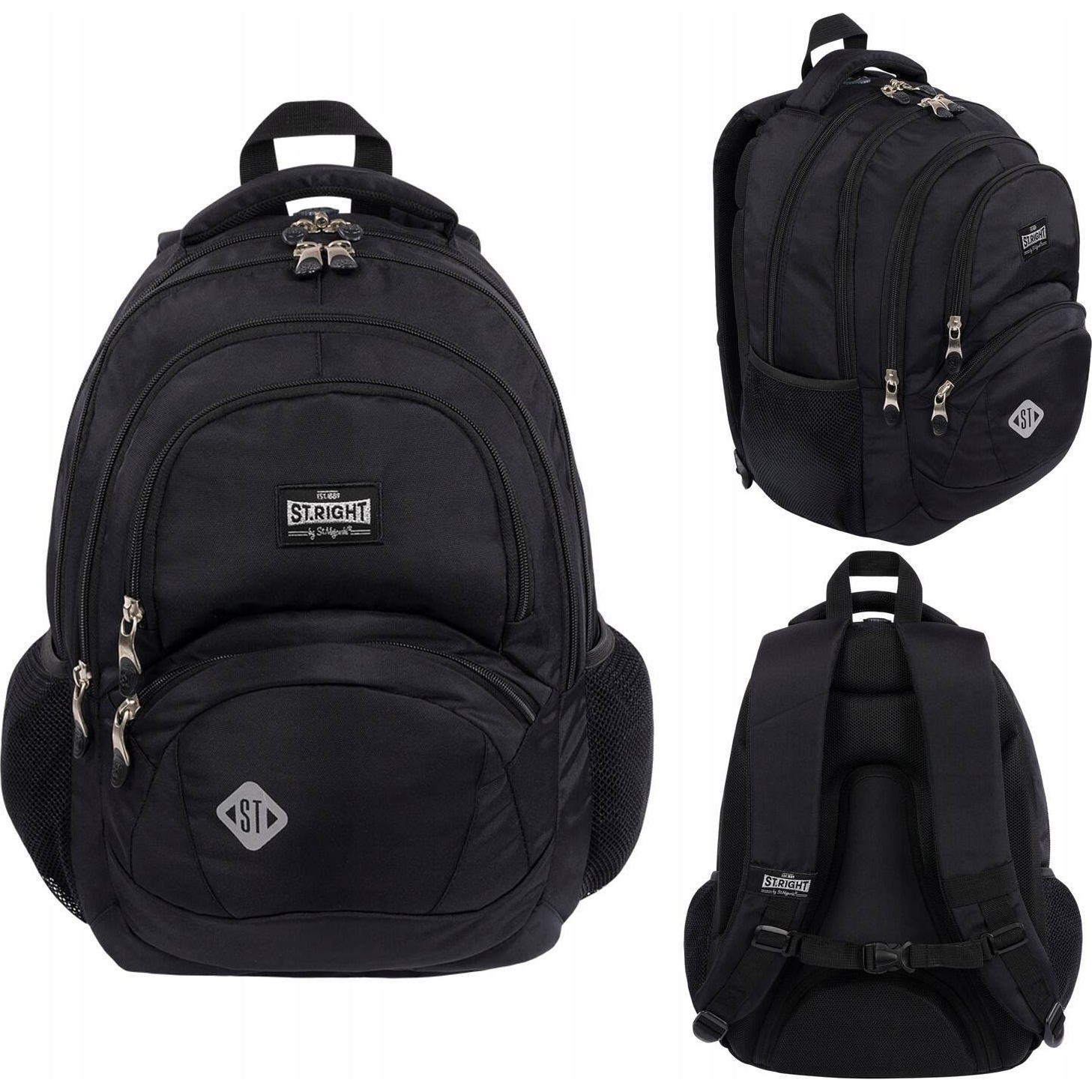 St.Right Black Vintage iskolatáska - Fekete (5903235674686)