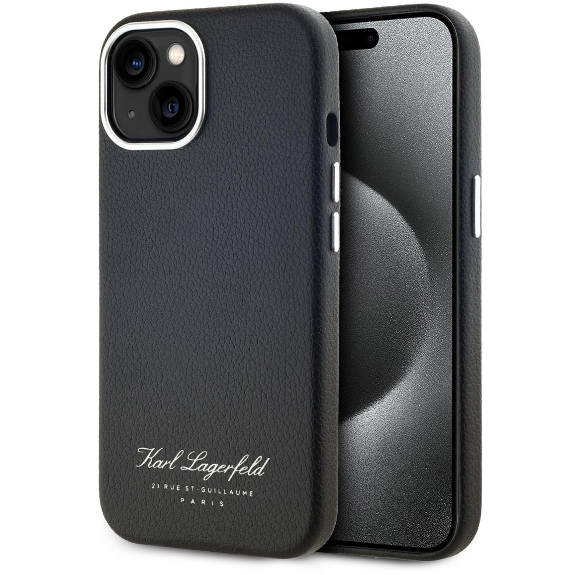 Karl Lagerfeld Grained PU Hotel RSG iPhone 15 Black tok (KLHCP15SPGWCMKHK)