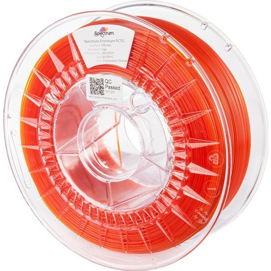Spectrum Filaments 80736 Premium PCTG 3D nyomtatószál PCTG vegyileg ellenálló, közel szagtalan 1.75 mm 1000 g Átlátszó narancs, Narancs 1 db (80736)