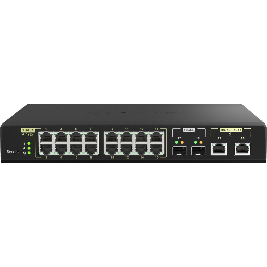 QNAP QSW-M2116P-2T2S sieťový prepínač Riadený L2 2.5G Ethernet Podpora napájania cez Ethernet (PoE) Čierna (QSW-M2116P-2T2S)