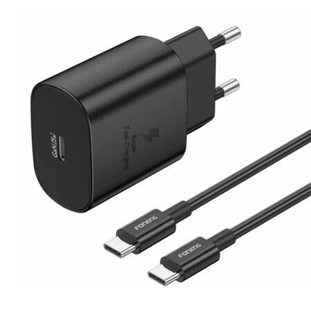 Foneng EU51 USB-C 25W GaN hálózati töltő + USB-C - USB-C kábel fekete (EU51 C-C black)