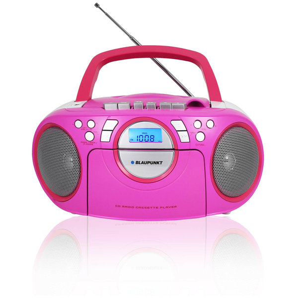 Rádio s CD přehrávačem a magnetofonem Blaupunkt BB16PK USB AUX růžové