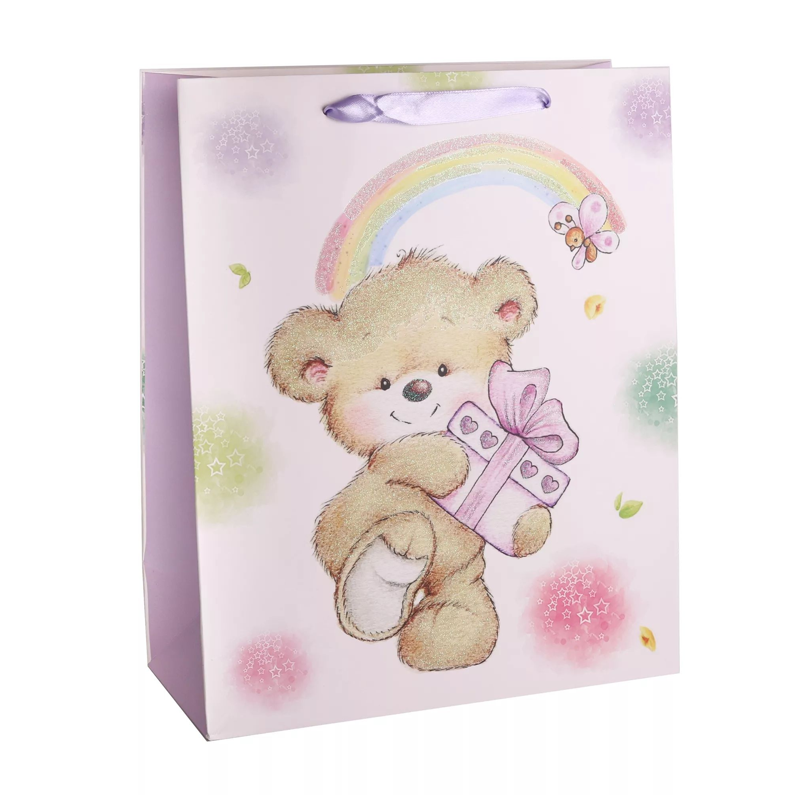 Glitteres ajándéktasak 26x32cm Maci ajándékkal (1db) (349855)