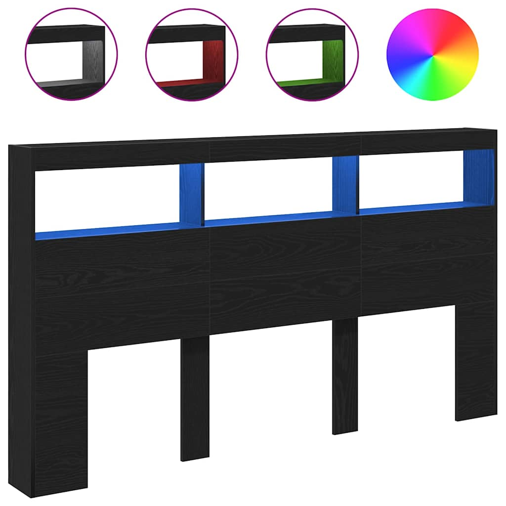 fekete tölgy színű áthidalószekrény LED-ekkel 180 x 17 x 102 cm (863136)