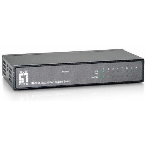 LevelOne GEU-0822 μεταγωγέας δικτύου Μη διαχειρίσιμος Gigabit Ethernet (10/100/1000) Μαύρος (Μαύρο)