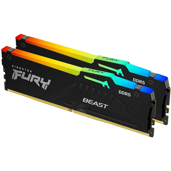 Оперативна памет Kingston 64GB 6000MT/s DDR5 CL40 DIMM (Kit of 2) FURY Beast RGB XMP, EAN: 740617331868 KF560C40BBAK2-64