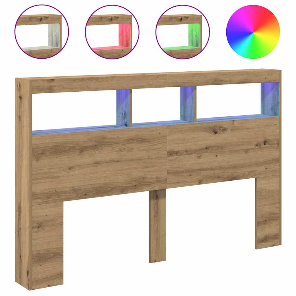 kézműves tölgy áthidalószekrény LED-ekkel 160 x 17 x 102 cm (863132)