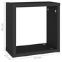 4 db fekete fali kockapolc 30 x 15 x 30 cm