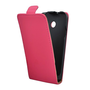 Калъф за телефон стоящ, ефект кожа (обръщане, отваряне надолу) Magenta [Huawei Ascend Y330]