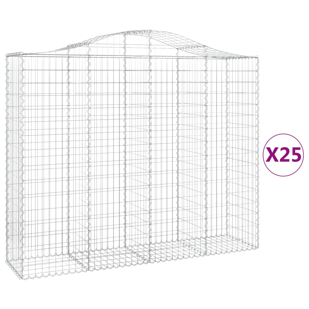 25 db íves horganyzott vas gabion kosár 200x50x160/180 cm (3145719)