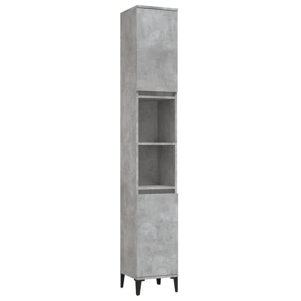 betonszürke szerelt fa fürdőszobaszekrény 30 x 30 x 190 cm (819800)