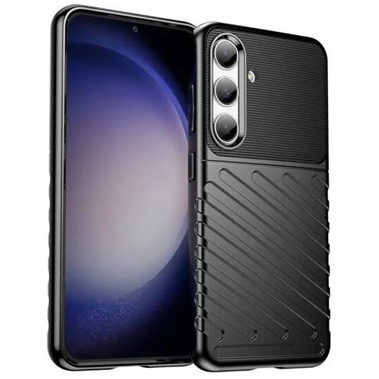 Gigapack Samsung Galaxy S24 (SM-S921) csíkos dombormintás szilikon tok fekete (GP-150929) (GP-150929)