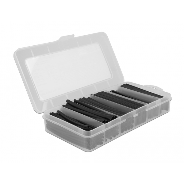 Set 196 izolatori termocontractabili, Delock, Poliolefina, 95 mm, Negru