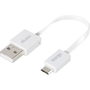 USB adatkábel, töltőkábel, USB mikro 2.0 fehér, 15 cm, lapos kivitel, Akasa (AK-CBUB16-15WH)