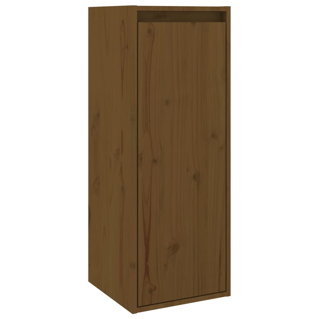 mézbarna tömör fenyőfa faliszekrény 30 x 30 x 80 cm (813501)