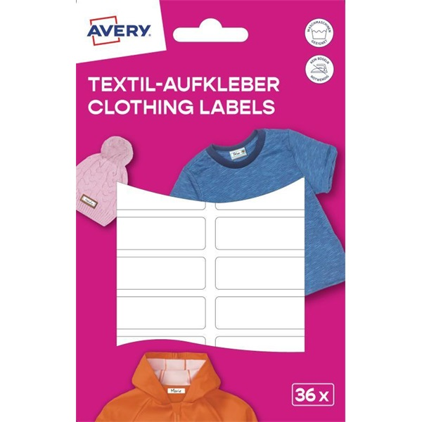 Avery ETVET36 iskolai kézzel írható 45x13 mm 36 db fehér textil öntapadós címke (ETVET36)