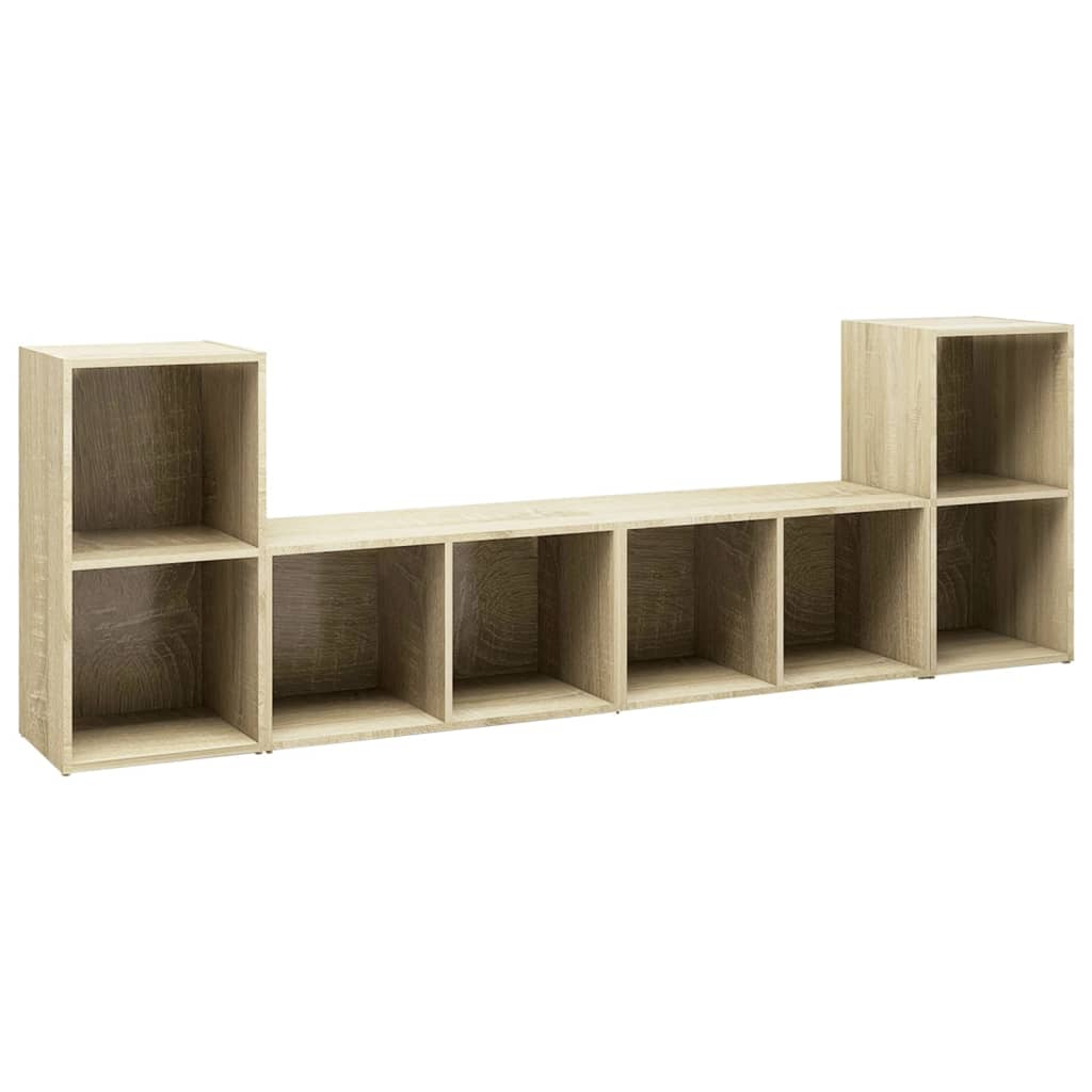 4 db sonoma-tölgyszínű forgácslap TV-szekrény 72 x 35 x 36,5 cm (3079973)