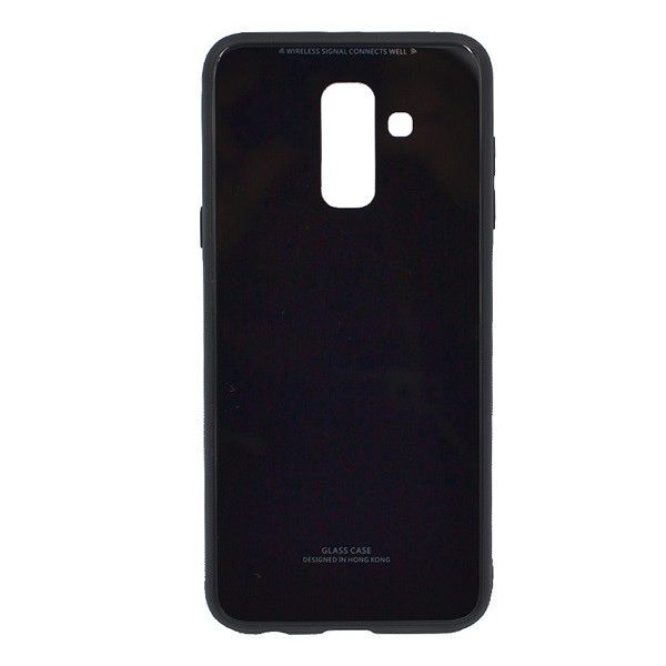 Műanyag telefonvédő (közepesen ütésálló, üveg hátlap) FEKETE [Samsung Galaxy A6+ (2018) SM-A605F] (5996457787548)