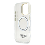 Guess IML Gold Outline Stand Camera Frame MagSafe tok iPhone 16 Pro készülékhez átlátszó