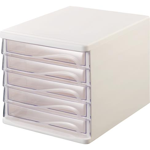 Helit Öt fiókos irattartó - Fehér/Áttetsző (H6129402)