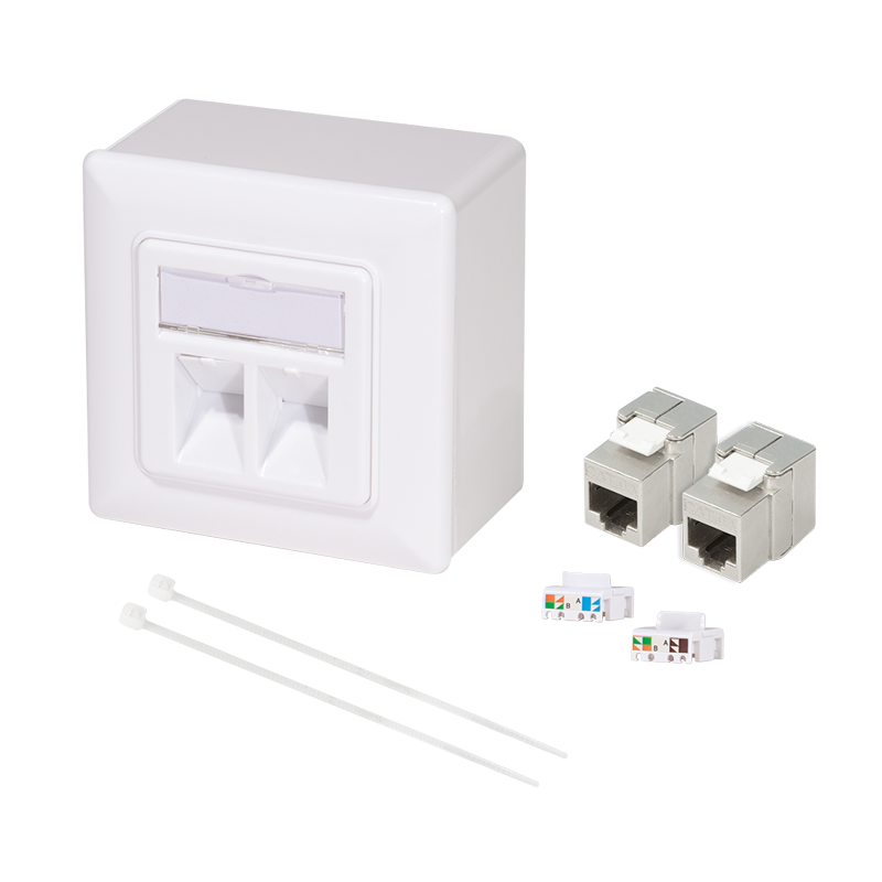 Logilink Moduláris előlap 2 Cat.6A modullal és hátlappal, fehér (NK4068) (NK4068)