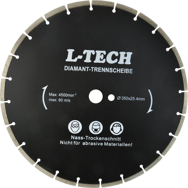 Geko tarcza diamentowa 350x8x25, 4mm segmentowa L-TECH czarna (G00228)
