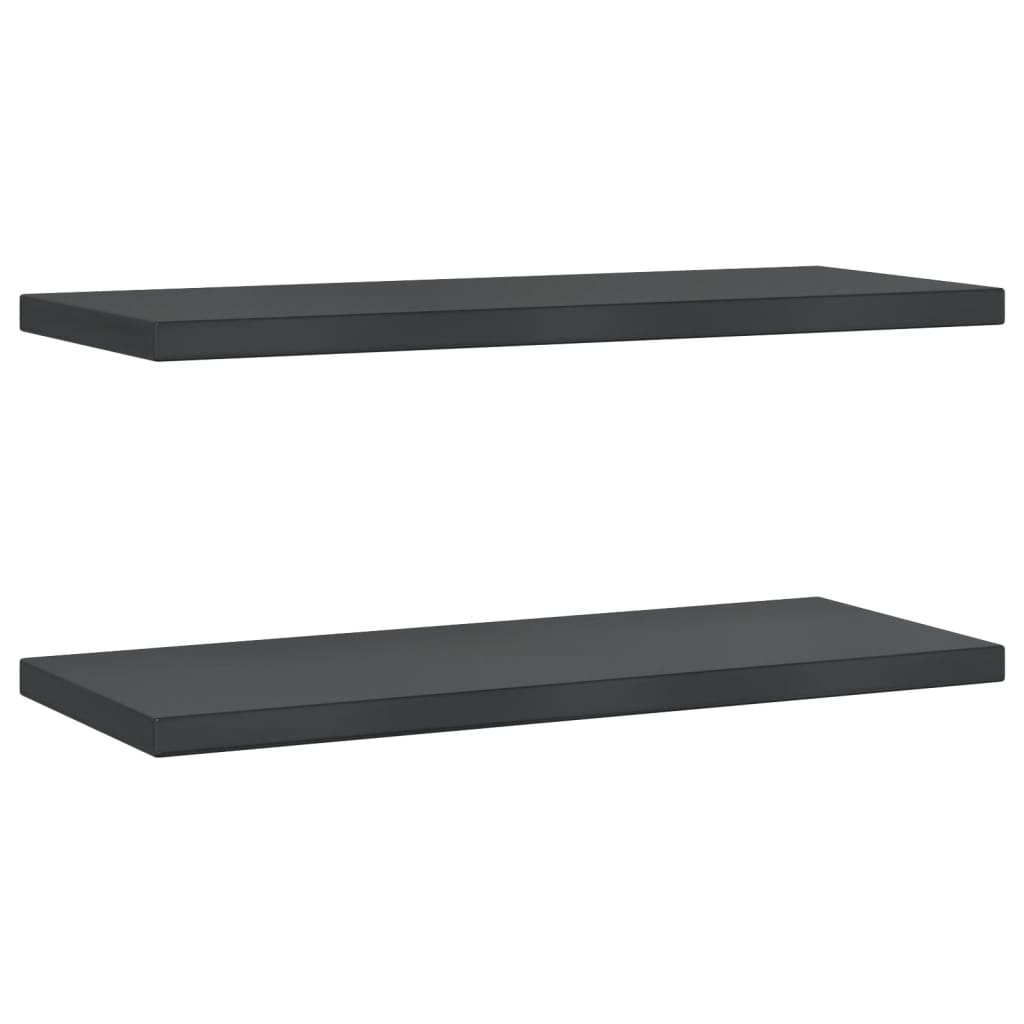 2 db fekete rozsdamentes acél fali polc 75 x 30 x 3 cm (30291)