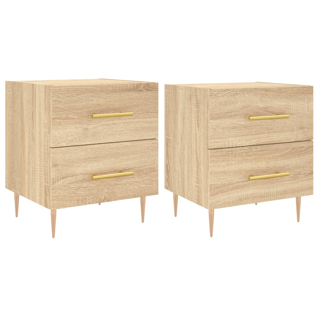 2 db sonoma-tölgyszínű szerelt fa éjjeliszekrény 40x35x47,5 cm (827283)