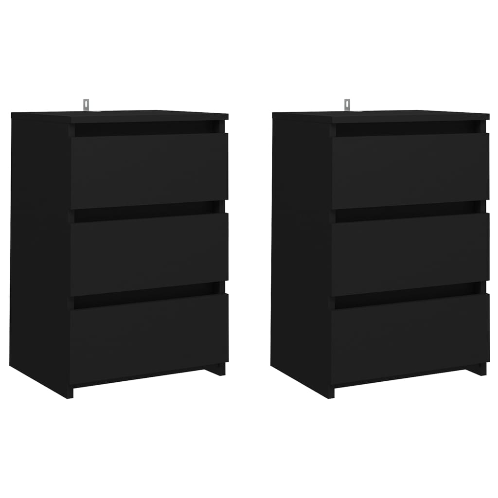 2 db fekete forgácslap éjjeliszekrény 40 x 35 x 62,5 cm (806214)