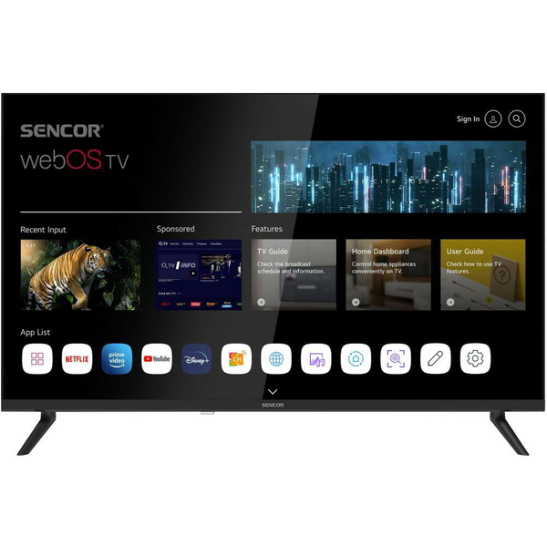 Sencor SLE 32S803TCSB Смарт телевизор, 32 инча / 80 см, HD Ready, WebOS Smart TV, Черен