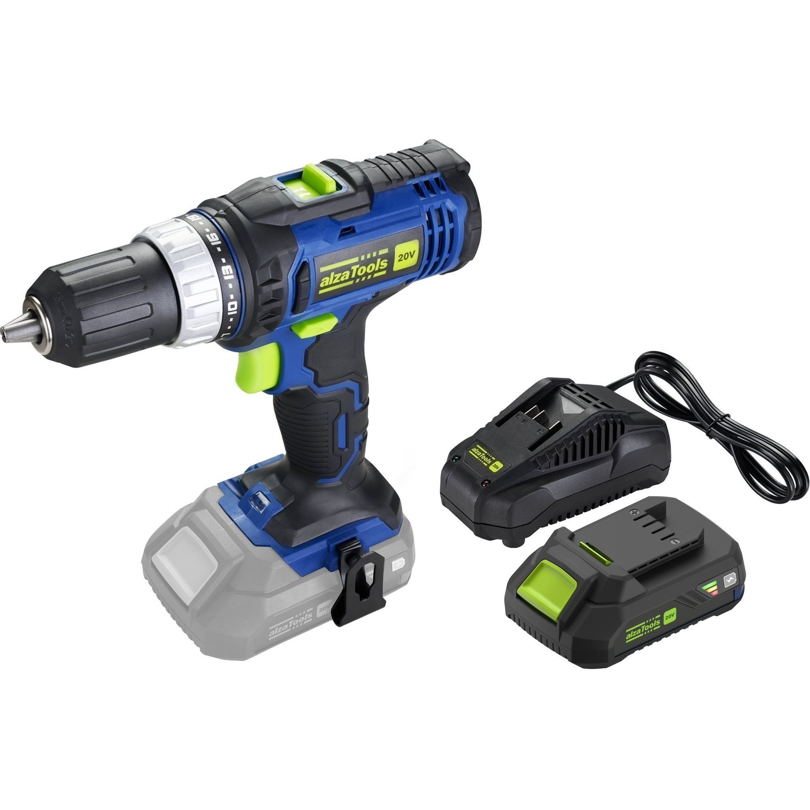 AlzaTools CD20V BatteryONE 20V + 2,4A töltő + 2Ah akkumulátor (BUNATPT001)