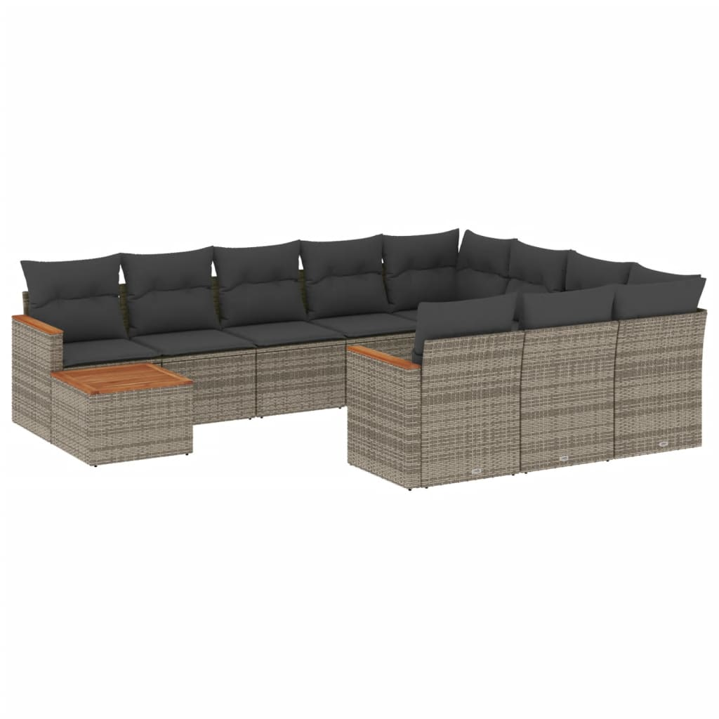 11 részes szürke polyrattan kerti ülőgarnitúra párnákkal (3226368)