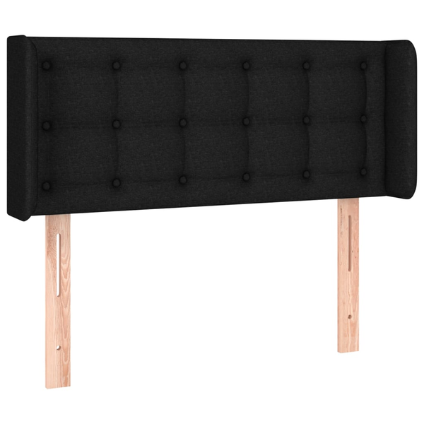 Tăblie de pat cu aripioare negru 103x16x78/88 cm textil