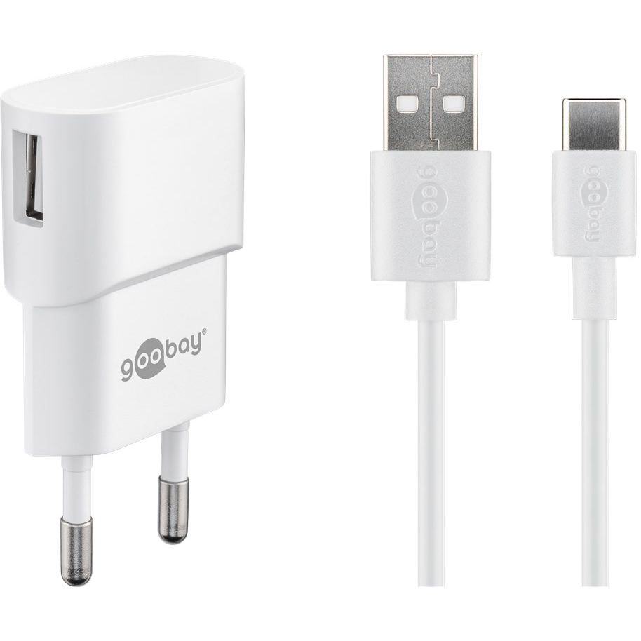 Goobay 45299 USB-C / USB-A Hálozati töltő készlet - Fehér (5W) (45299)