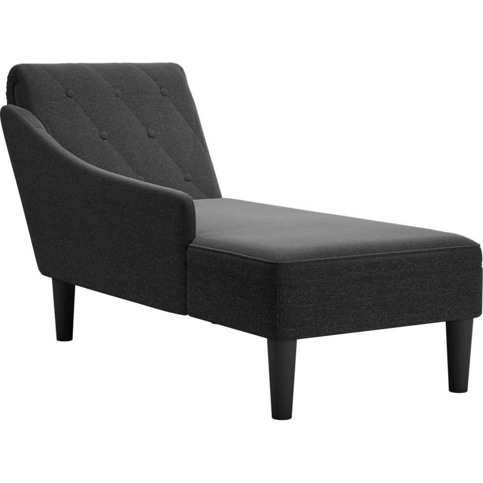 fekete szövet dívány párnával és jobb kartámasszal (4009767 VidaXL)