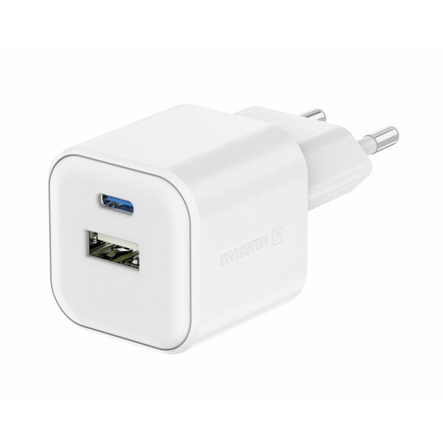 Swissten 12 W 1x USB-C + 1x USB-A fehér töltőfej (22071500)
