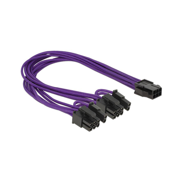 DELOCK Stromkabel 6pin PCIe -> 2x 8pin Bu/St 0.30m Textilman