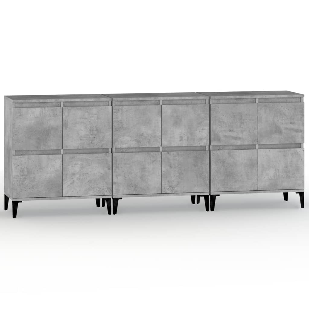 3 db betonszürke szerelt fa tálalószekrény 60 x 35 x 70 cm (3185779)