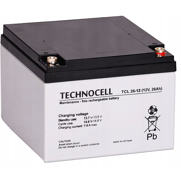 TCL26-12 TECHNOCELL Akumulator AGM 12V 26Ah