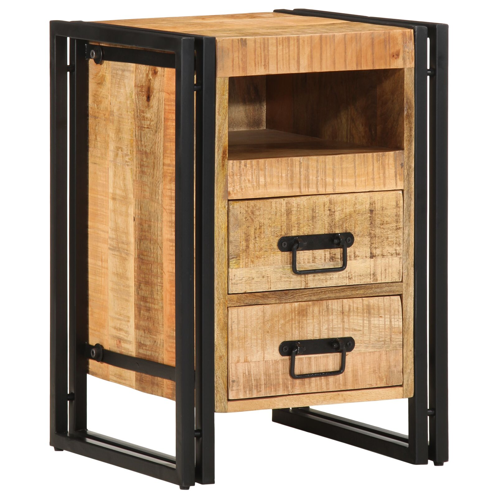 Éjjeli Asztal 40x40x59 cm Tömör Durva Mangófából (4016697)