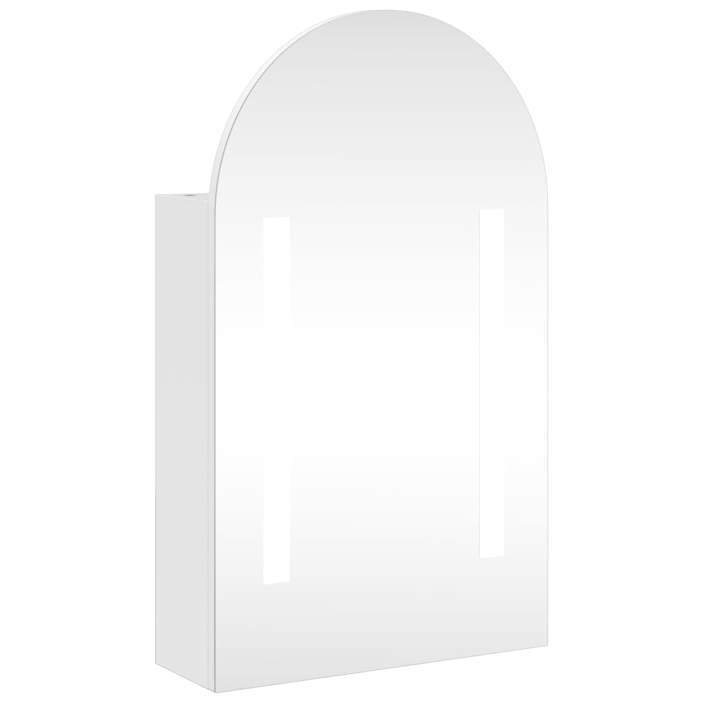 fehér ívelt tükrös fürdőszobaszekrény LED-del 42 x 13 x 70 cm (357973)