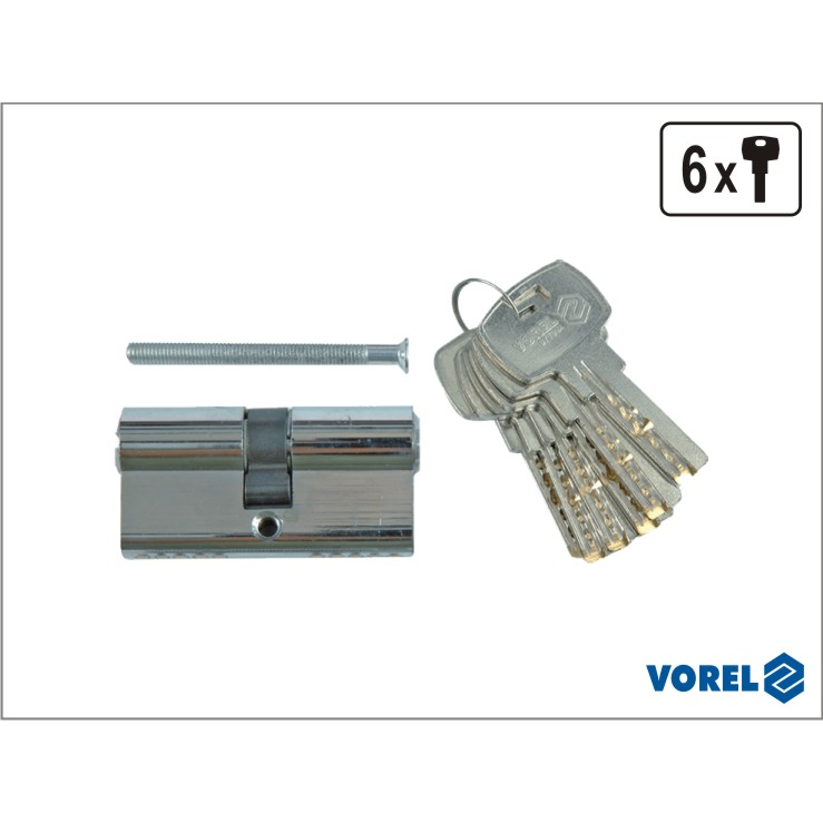 VOREL Zárbetét + 6 db Kulcs Réz 62 mm (77180)