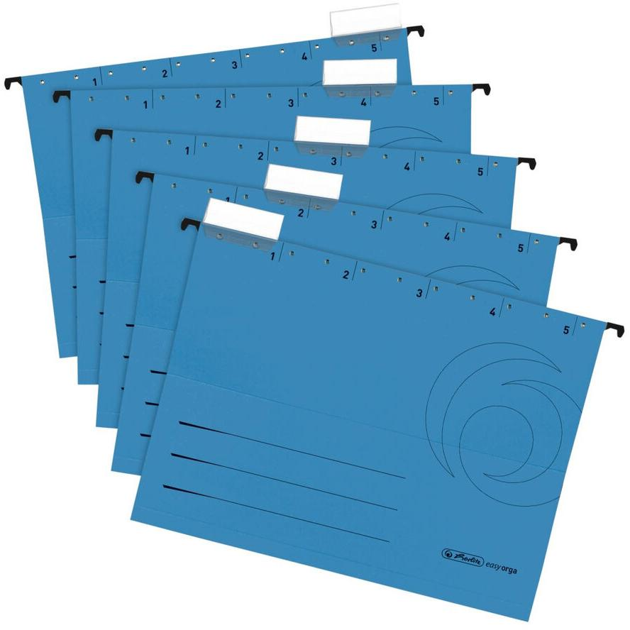 Herlitz Hängemappe A4 Karton blau +Beschrift. 5er Pack (5874664) (5874664)