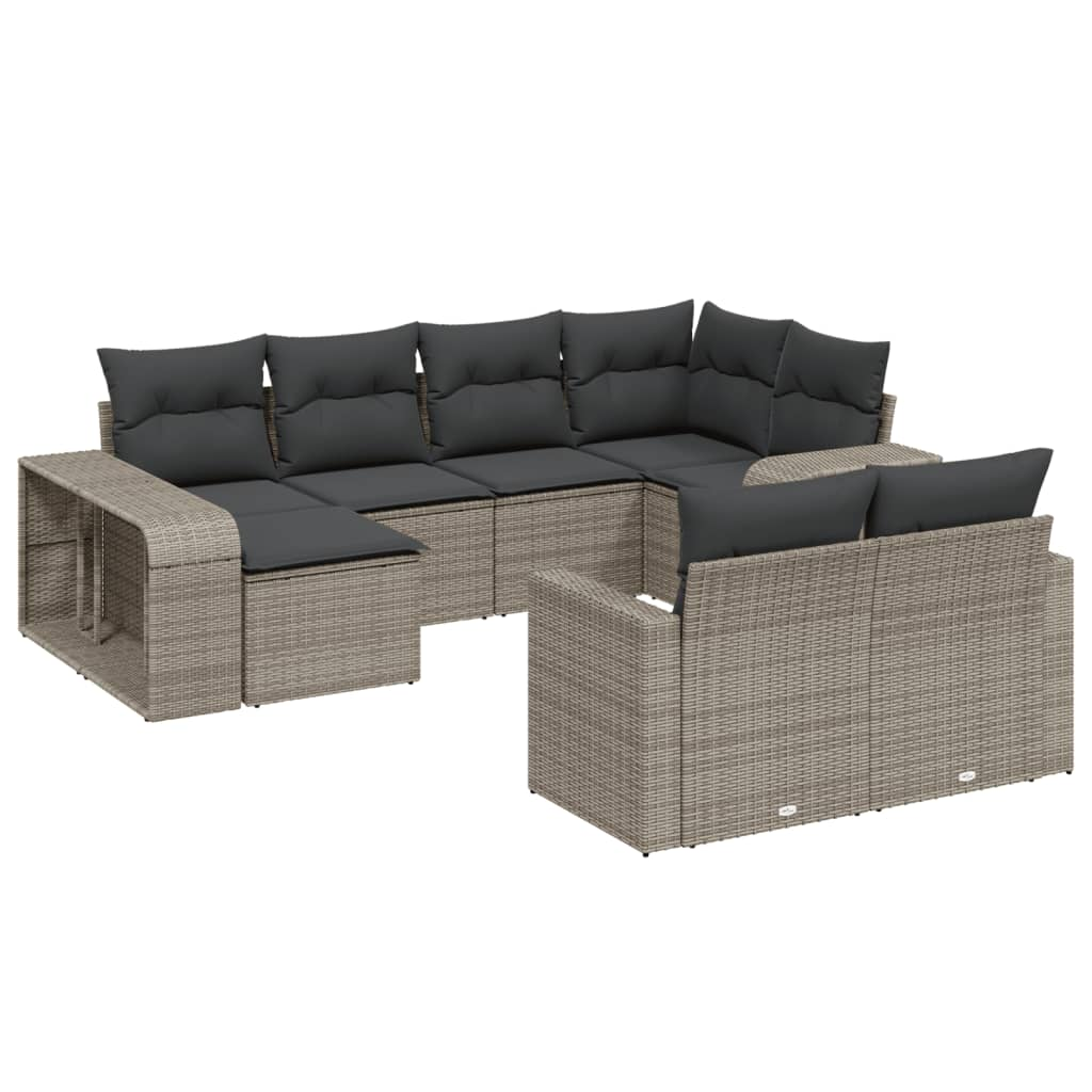 10 részes szürke polyrattan kerti ülőgarnitúra párnákkal (3228900)