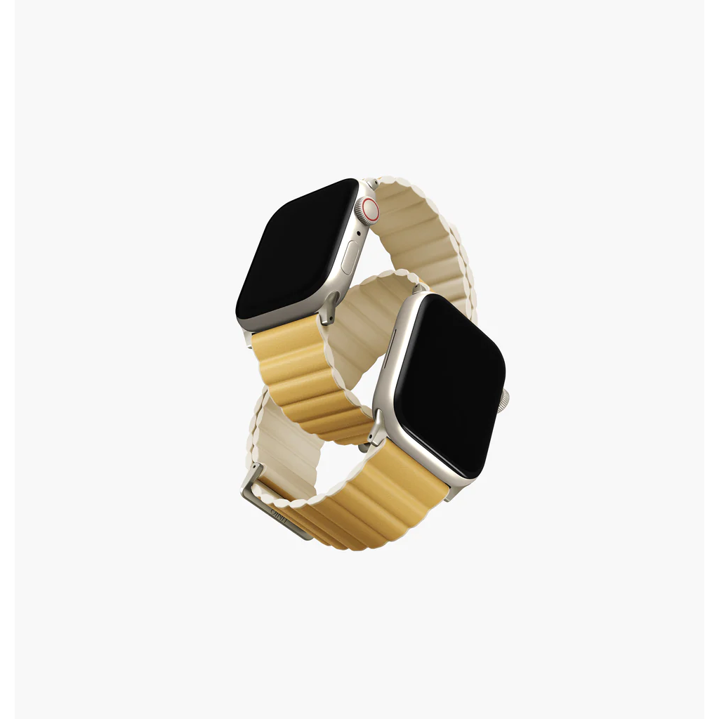 Uniq Revix Premium Apple Watch S1/S2/S3/S4/S5/S6/S7/S8/S9/SE Szilikon Szíj 38/40/41mm - Sárga/Csont (UNIQ-41MM-REVPCYELIVY)