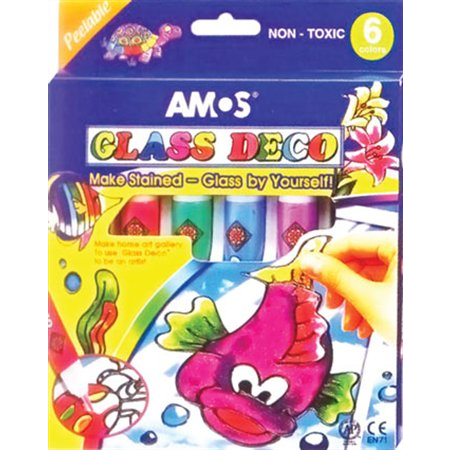 Amos 10.5ml/tubus Üvegfóliafesték készlet - 6 különböző szín (RFEUF076)