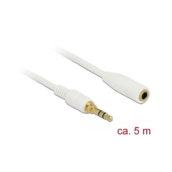 DELOCK Verlängerung Klinke 3.5mm 3Pin St > Bu 5.0m weiß