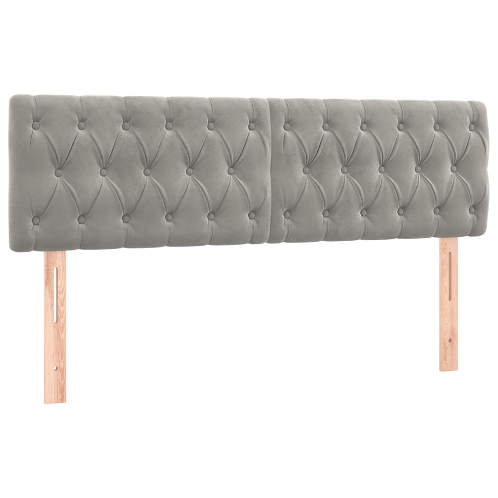 2 db világosszürke bársony fejtámla 80x7x78/88 cm (346362)