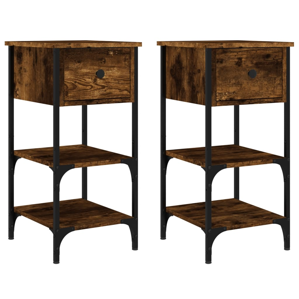 2 db füstös tölgyszínű szerelt fa éjjeliszekrény 34x36x70 cm (825978)