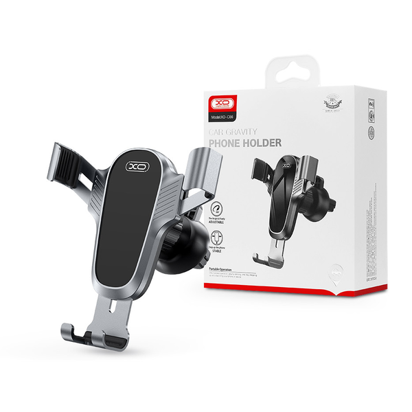 XO univerzális szellőzőrácsba illeszthető autós tartó - XO C86 Car Gravity PhoneHolder - fekete/ezüst (XO882830)